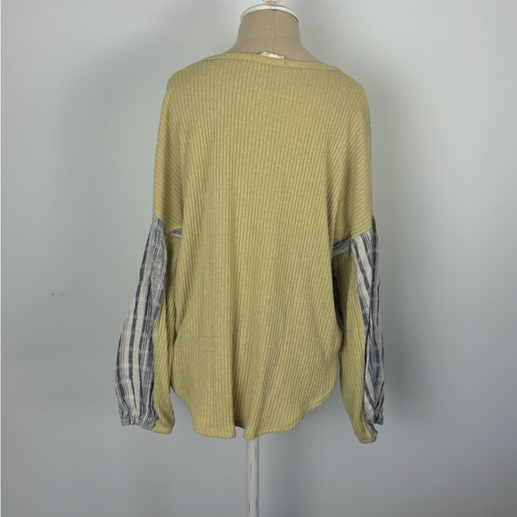 Peach Cove Button Up Sweater Yellow Plaid Front Tie Small - Picture 2 of 7